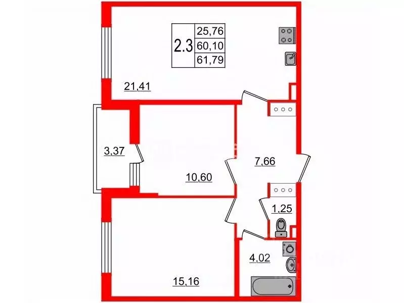 2-к кв. Санкт-Петербург 26-я Васильевского острова линия, 7 (60.7 м) - Фото 1