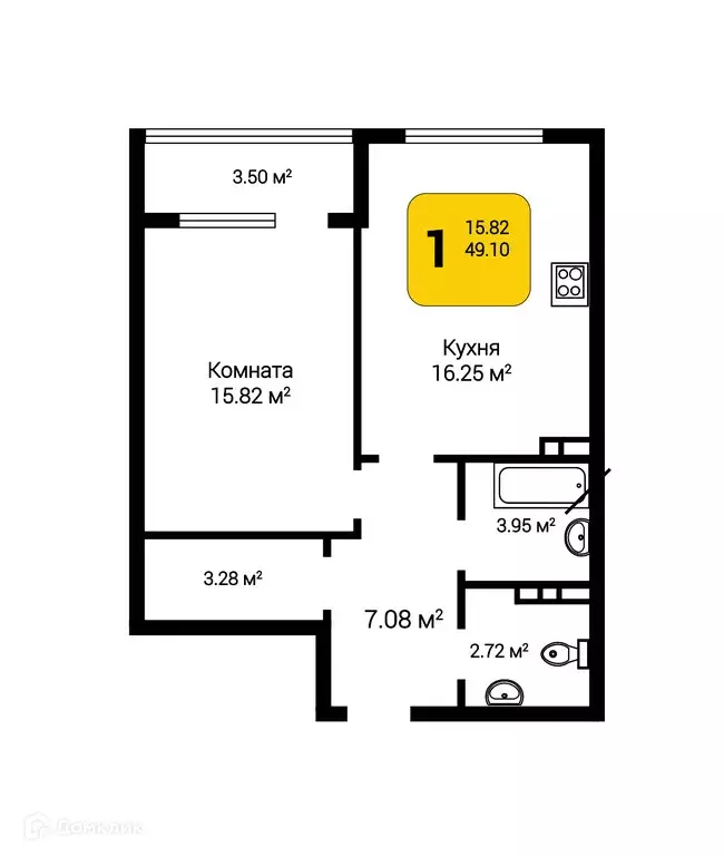 Продаётся 1-к квартира, 50.84 м - Фото 0
