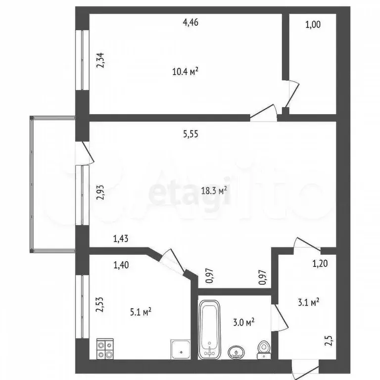 2-к. квартира, 50 м, 1/20 эт. - Фото 0