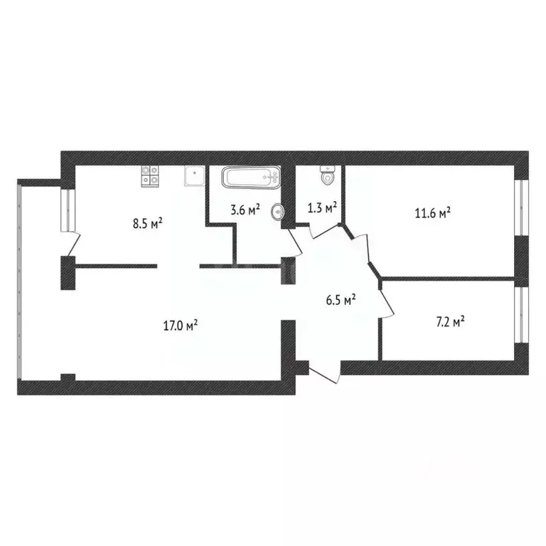 3-к кв. Калужская область, Жуков ул. Жабо, 5 (60.8 м) - Фото 2
