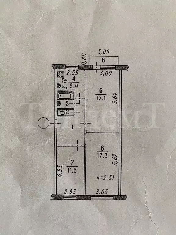 3-к. квартира, 62,8 м, 5/5 эт. - Фото 0