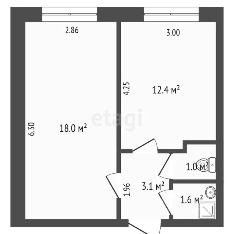 2-к кв. Крым, Евпатория ул. Сытникова (36.5 м) - Фото 2
