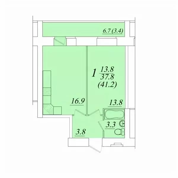 1-к кв. Вологодская область, Вологда Южный мкр,  (41.2 м) - Фото 1