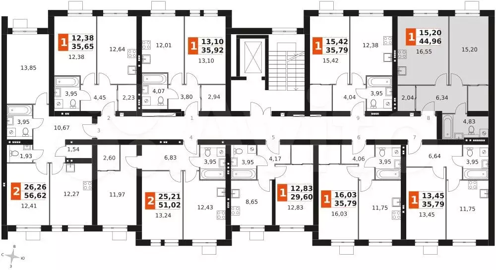1-к. квартира, 45 м, 2/3 эт. - Фото 1
