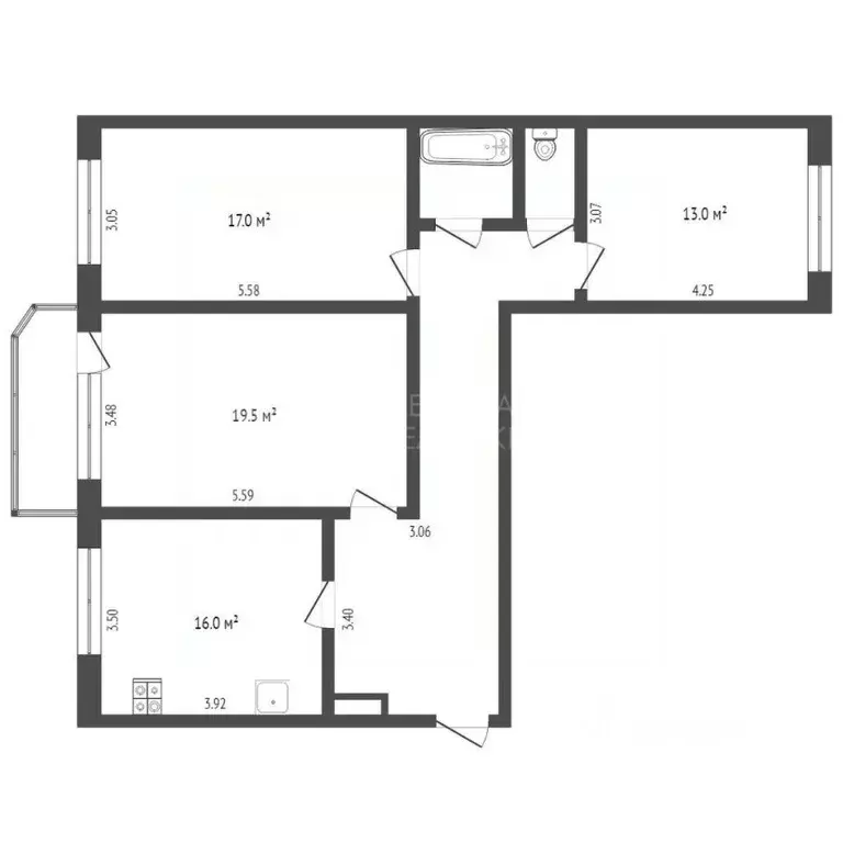 3-к кв. Тюменская область, Тюмень Инженерная ул., 68 (83.0 м) - Фото 1