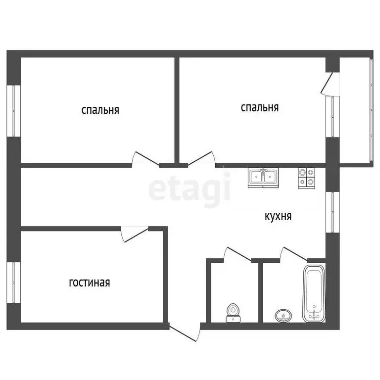 3-комнатная квартира: Миасс, проспект Автозаводцев, 5 (62.3 м) - Фото 1
