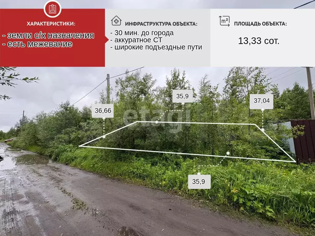 Участок 13,3 сот. (СНТ, ДНП) - Фото 0