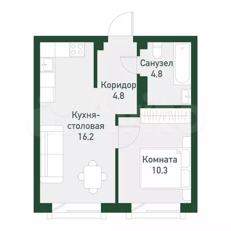 1-к. квартира, 36 м, 3/7 эт. - Фото 0