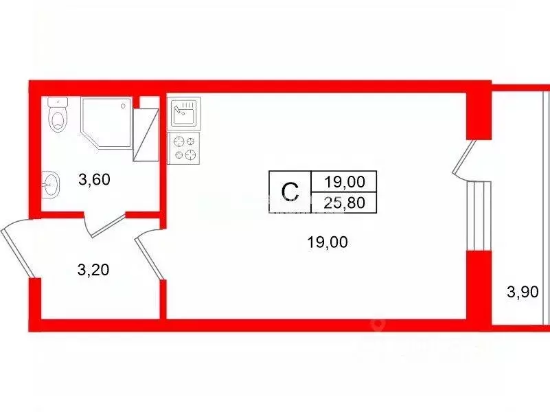 Квартира, студия, 25.8 м - Фото 0