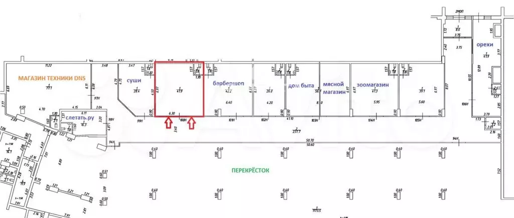 Помещение 43,7 м2 у магазина Перекрёсток - Фото 0