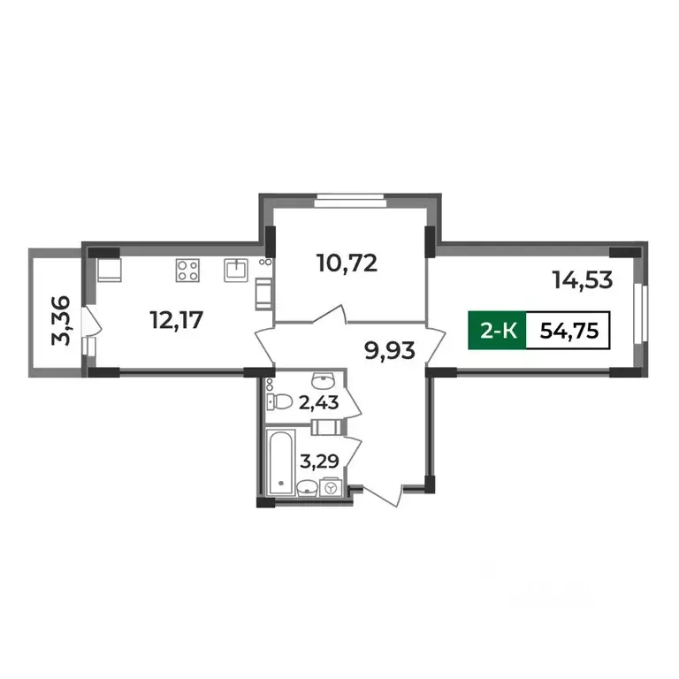 2-к кв. Владимирская область, Ковров Еловая ул., 11 (54.75 м) - Фото 0