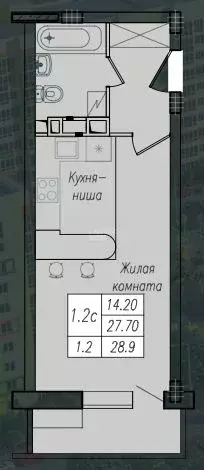 1-к кв. Курская область, Курск ул. Энгельса, 158 (28.9 м) - Фото 1