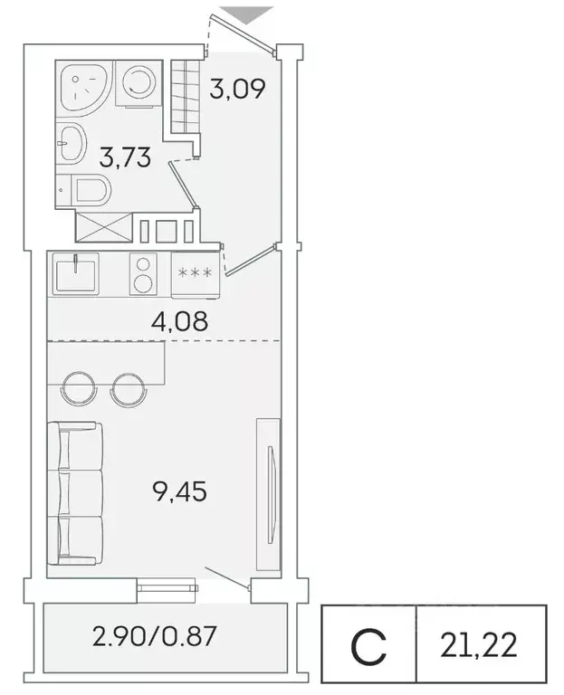 Студия Ленинградская область, Мурино Всеволожский район, ул. ... - Фото 1
