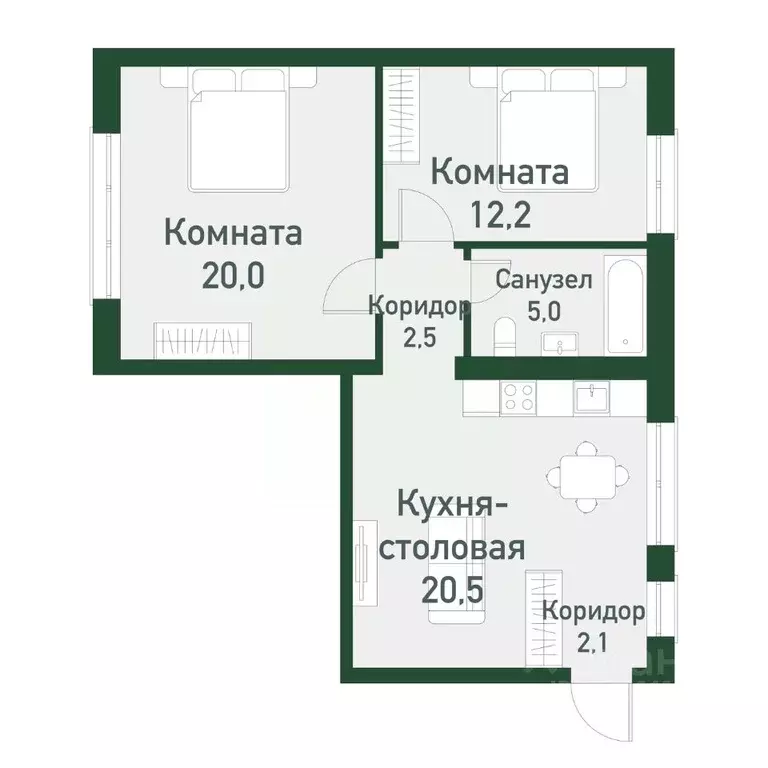 2-к кв. Челябинская область, Челябинский городской округ, пос. ... - Фото 0