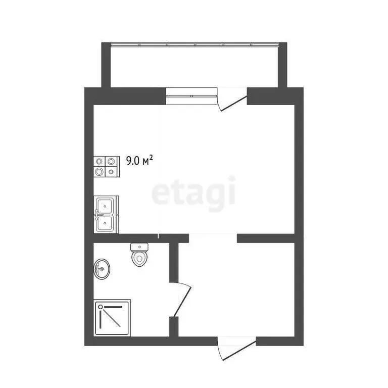 Квартира-студия: Тобольск, 15-й микрорайон, 37 (26 м) - Фото 1