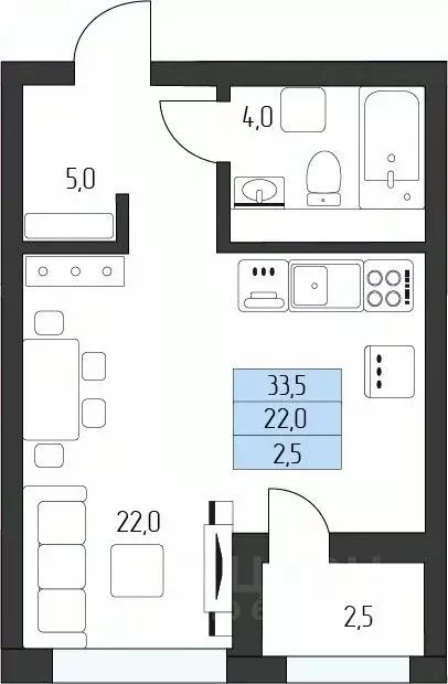 Студия Карачаево-Черкесия, Зеленчукский район, с. Архыз  (32.25 м) - Фото 1