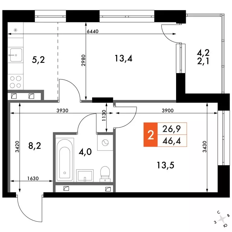2-комнатная квартира: Зеленодольский район, Октябрьское сельское ... - Фото 2