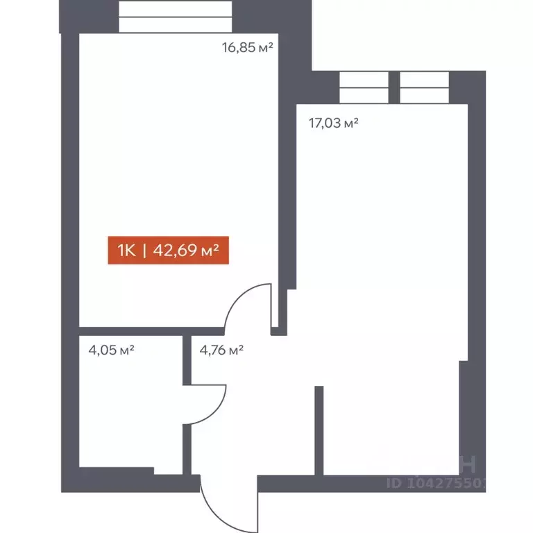 1-к кв. Томская область, Томск Красноармейская ул., 144 (42.69 м) - Фото 1