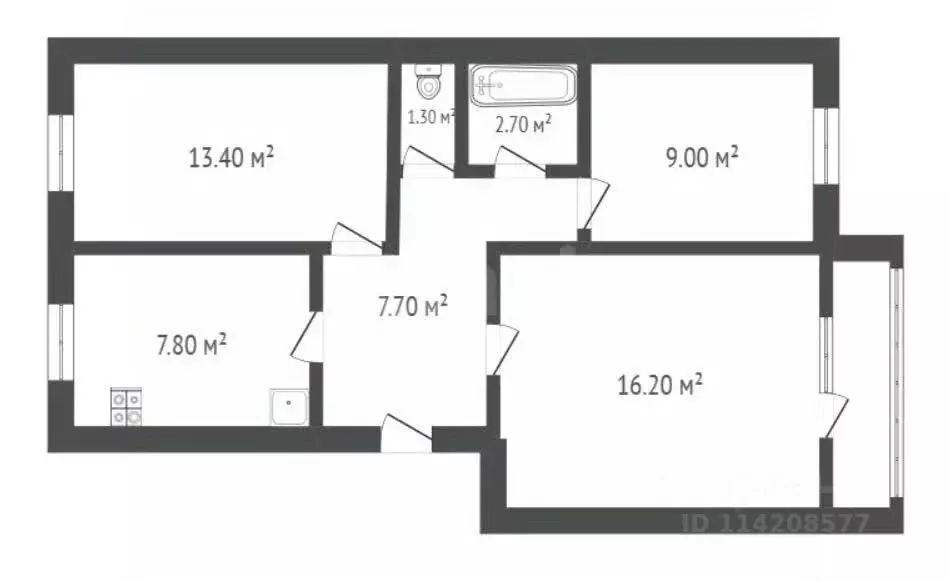 3-к кв. Воронежская область, Поворино Школьный пер., 15 (58.1 м) - Фото 2
