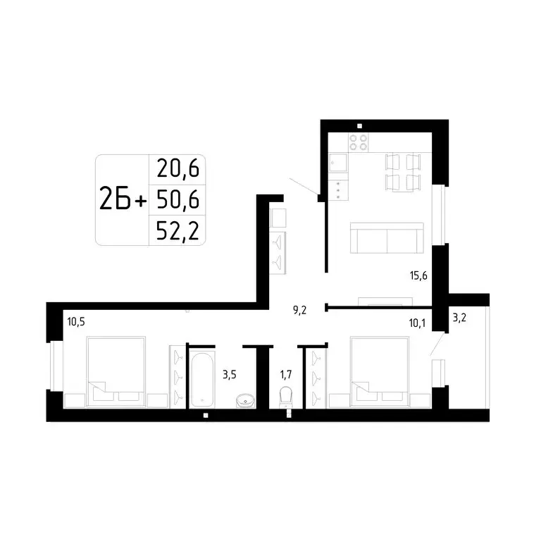 2-комнатная квартира: Стерлитамак, Магистральная улица, 78 (52.2 м) - Фото 0