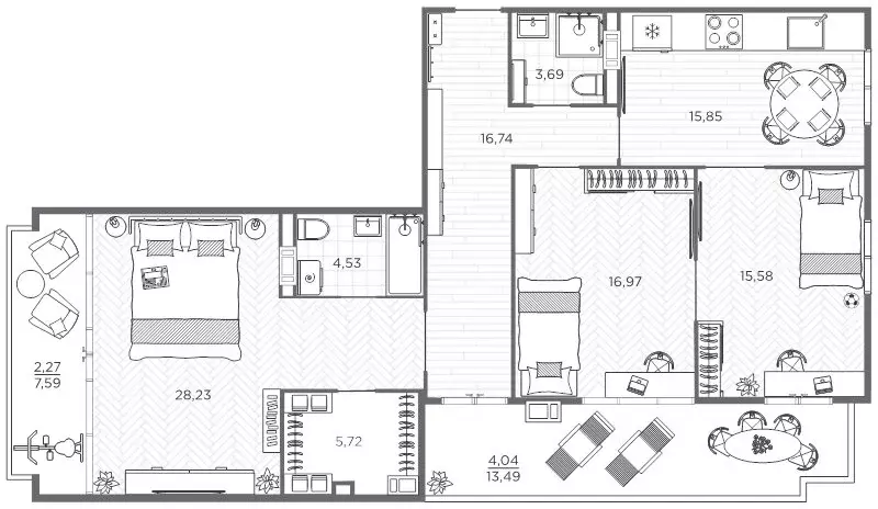 3-комнатная квартира: Санкт-Петербург, проспект Бакунина, 33 (129.4 м) - Фото 1