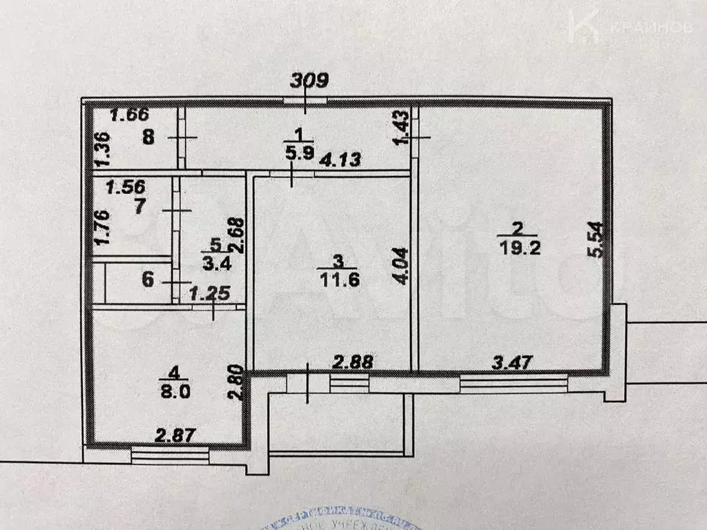 2-к. квартира, 54 м, 8/10 эт. - Фото 0