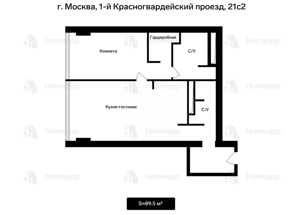 2-к кв. Москва 1-й Красногвардейский проезд, 21с2 (89.5 м) - Фото 2
