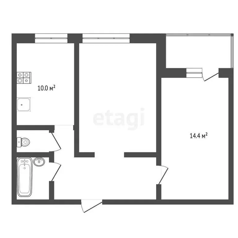 2-комнатная квартира: Тюмень, Ямская улица, 94 (49.6 м) - Фото 0