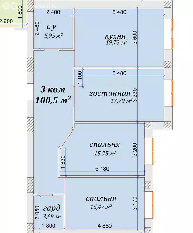 3-комнатная квартира: Нальчик, проспект Ленина, 1Д (103 м) - Фото 0