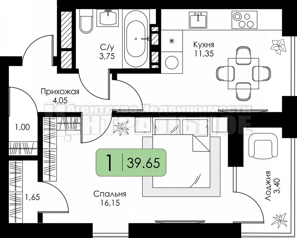 1-комнатная квартира: Смоленск, ЖК Среда (39.65 м) - Фото 0