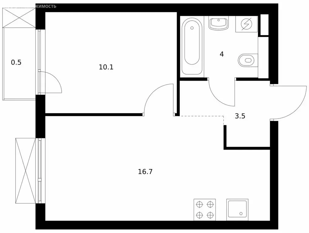 1-комнатная квартира: Ильинское-Усово, ЖК Ильинские Луга (34.8 м) - Фото 0