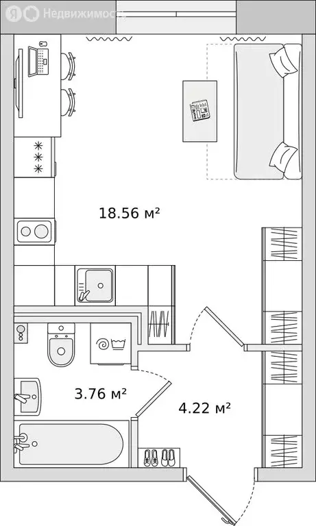 Квартира-студия: Санкт-Петербург, Русановская улица, 18к8 (26.1 м) - Фото 0