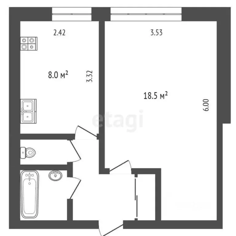1-к кв. Тюменская область, Тюмень ул. Спорта, 95 (35.0 м) - Фото 2