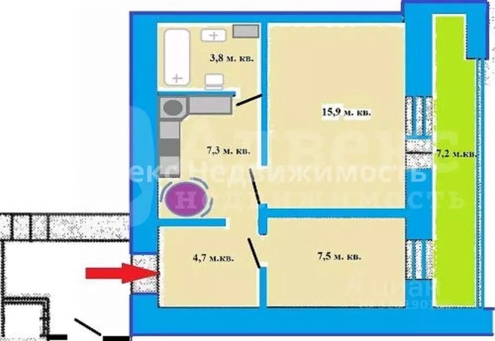 1-к кв. Тюменская область, Тюмень ул. Федюнинского, 15 (39.7 м) - Фото 1