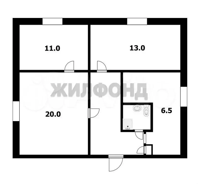 3-к. квартира, 55,9 м, 1/2 эт. - Фото 0