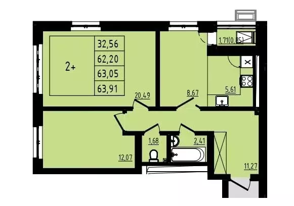 2-комнатная квартира: Уфа, жилой район Затон-Восточный, микрорайон ... - Фото 1