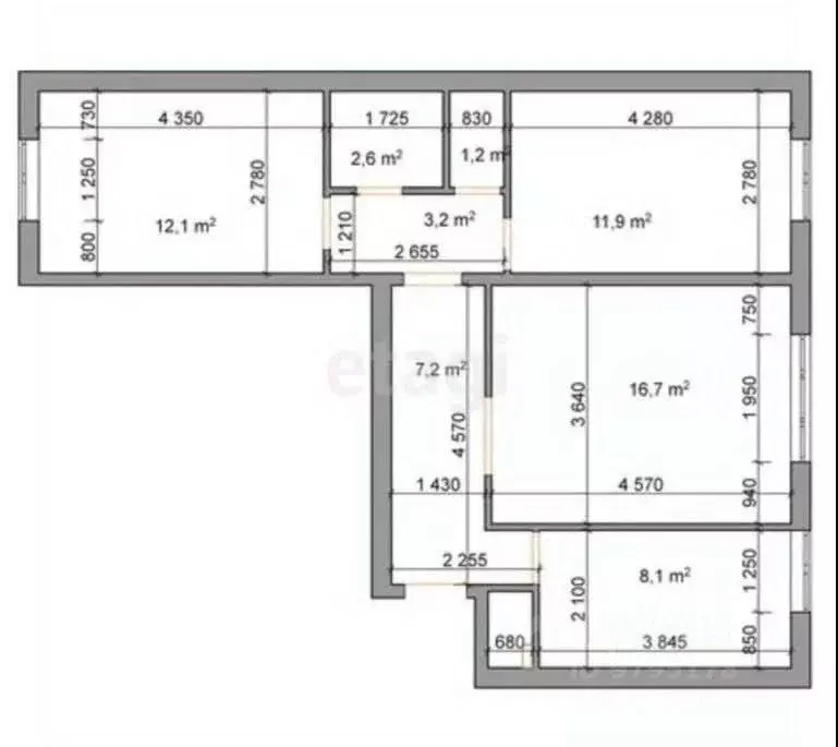 3-к кв. Татарстан, Казань Горки-3 мкр, ул. Дубравная, 49 (64.4 м) - Фото 1