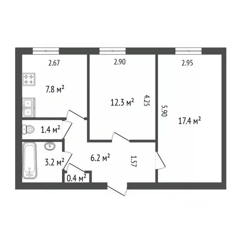 2-к кв. Санкт-Петербург Большеохтинский просп., 5К2 (49.0 м) - Фото 1