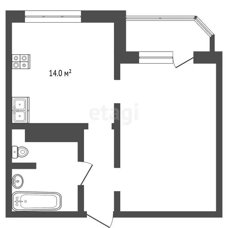 1-комнатная квартира: Тюмень, улица Федюнинского, 58 (41 м) - Фото 1