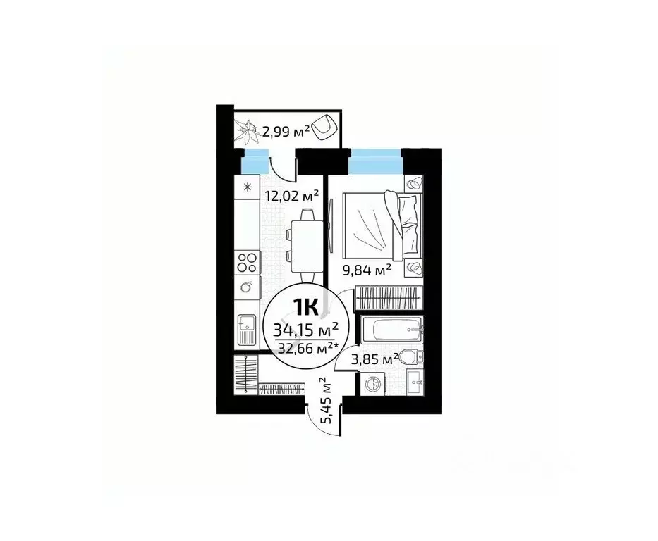 1-к кв. Самарская область, Самара пос. Мехзавод, 1-й кв-л, 50 (34.15 ... - Фото 1