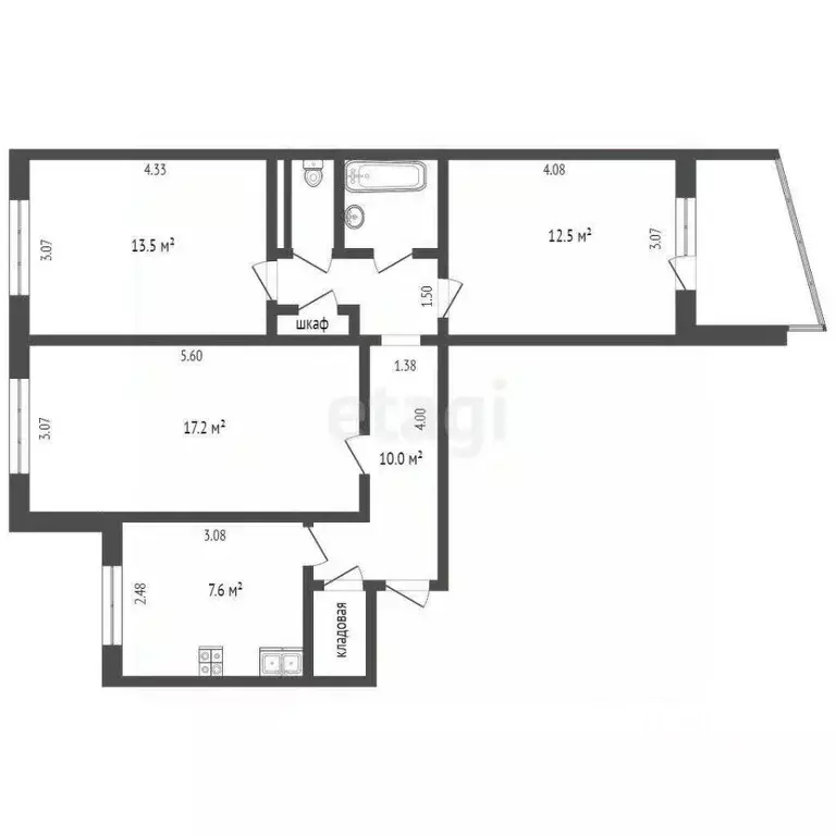 3-к кв. Орловская область, Орел Рощинская ул., 5 (66.1 м) - Фото 0
