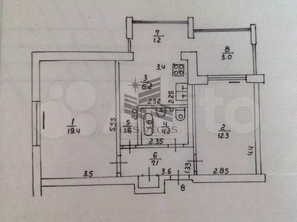 3-к. квартира, 63 м, 3/5 эт. - Фото 0