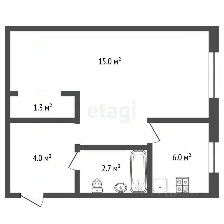 1-к кв. Челябинская область, Челябинск ул. Гагарина, 52 (29.9 м) - Фото 2