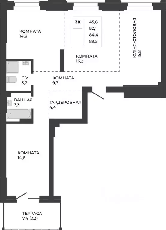 3-к кв. Алтайский край, Барнаул тракт Павловский, 251Б (84.4 м) - Фото 1