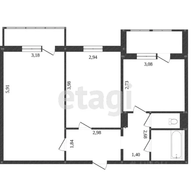 2-к кв. Ханты-Мансийский АО, Нефтеюганск 10-й мкр, 25 (53.8 м) - Фото 0