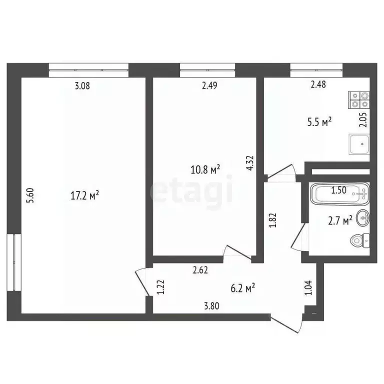 2-к кв. Калининградская область, Калининград ул. 1812 года, 79 (42.4 ... - Фото 2