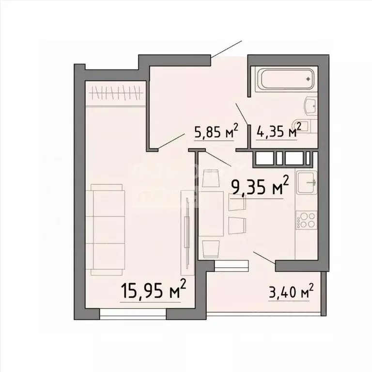 1-к кв. Липецкая область, Липецк Агрономическая ул. (38.9 м) - Фото 1