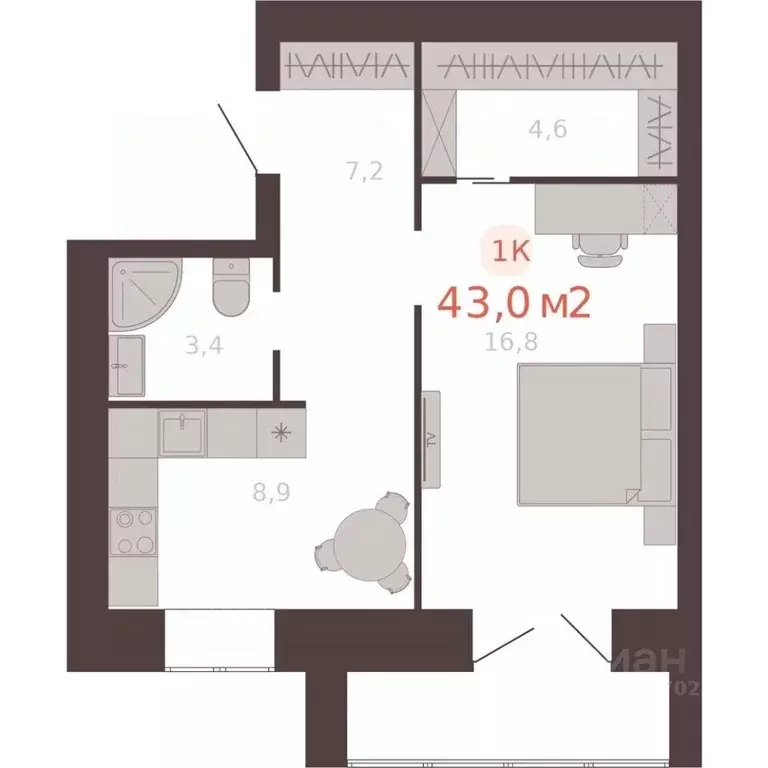 1-к кв. Алтайский край, Новоалтайск ул. Южсиба, 52А (43.0 м) - Фото 0