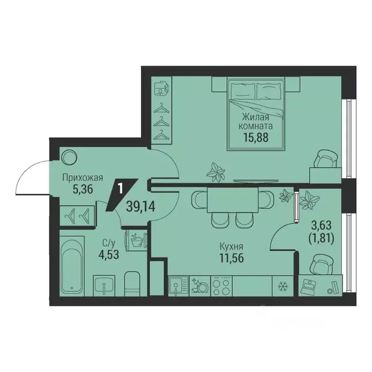 1-к кв. Свердловская область, Екатеринбург просп. Космонавтов, 100 ... - Фото 1