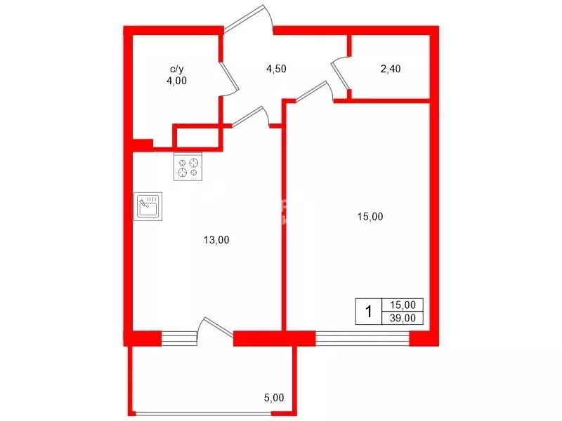 1-к кв. Санкт-Петербург Октябрьская наб., 86К2 (39.0 м) - Фото 2